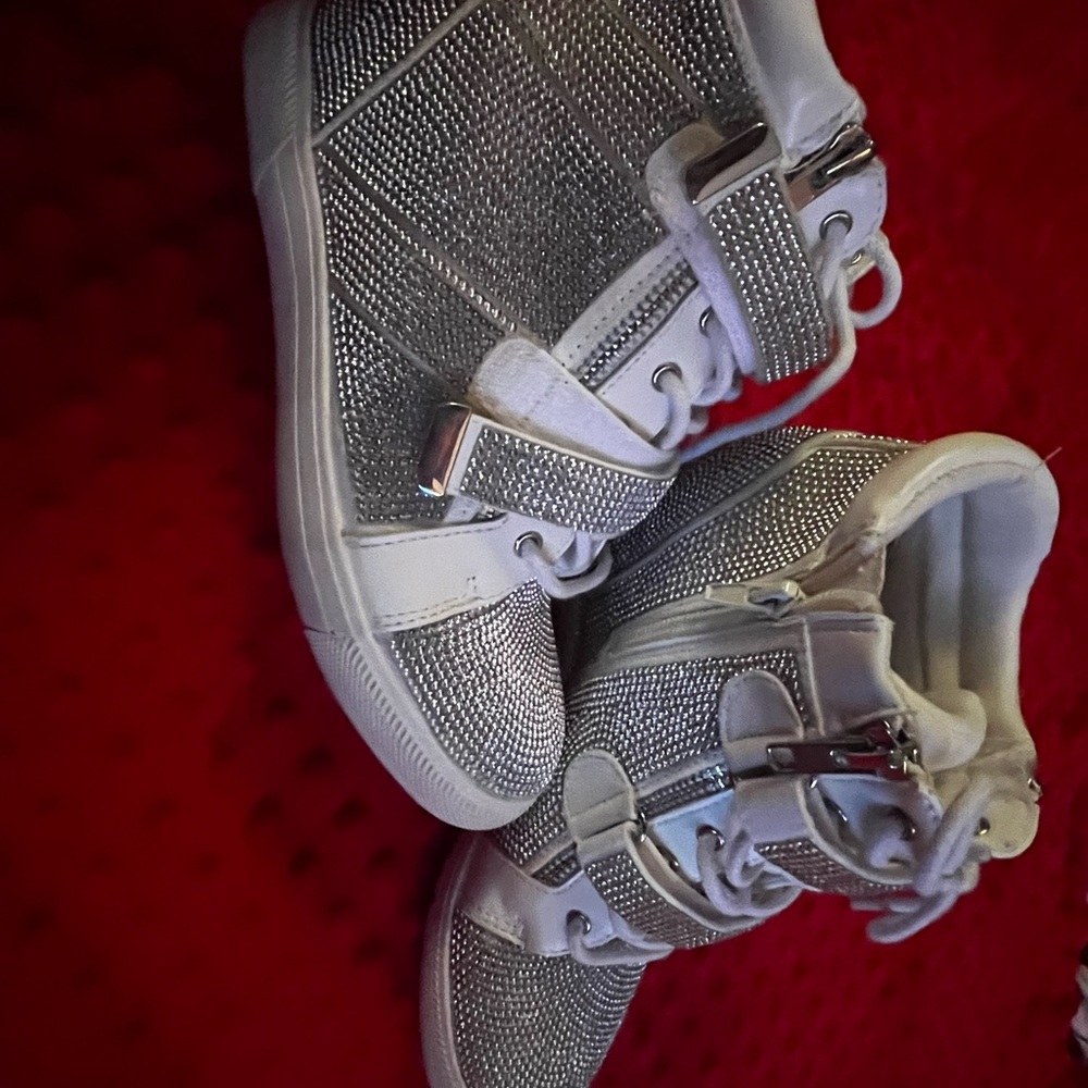 WOMANSSS Silver and White sparkly y2k High-Top Sneakers